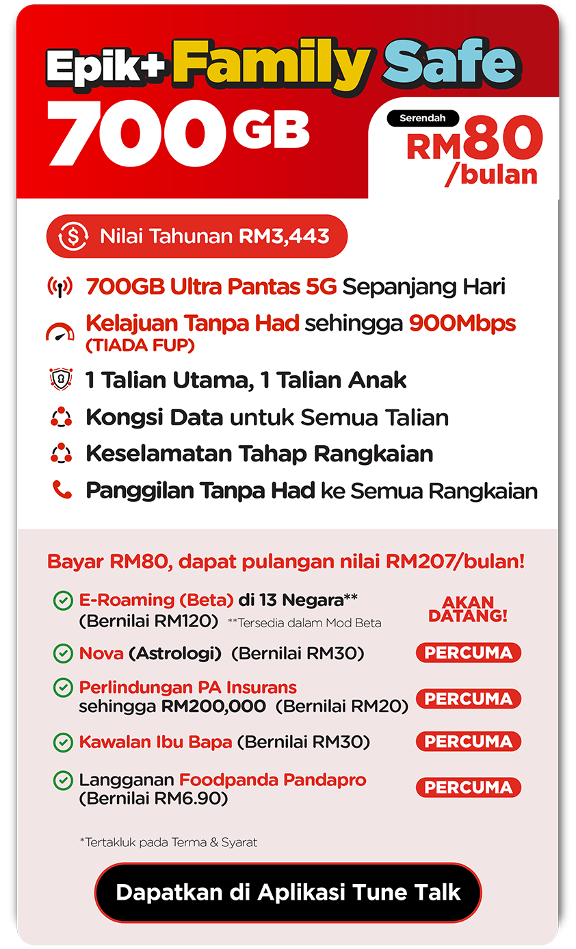 Pelan Epik+ Family Safe 700GB Halo Telco