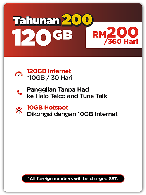Pelan Epik+ Tahunan 200 Halo Telco
